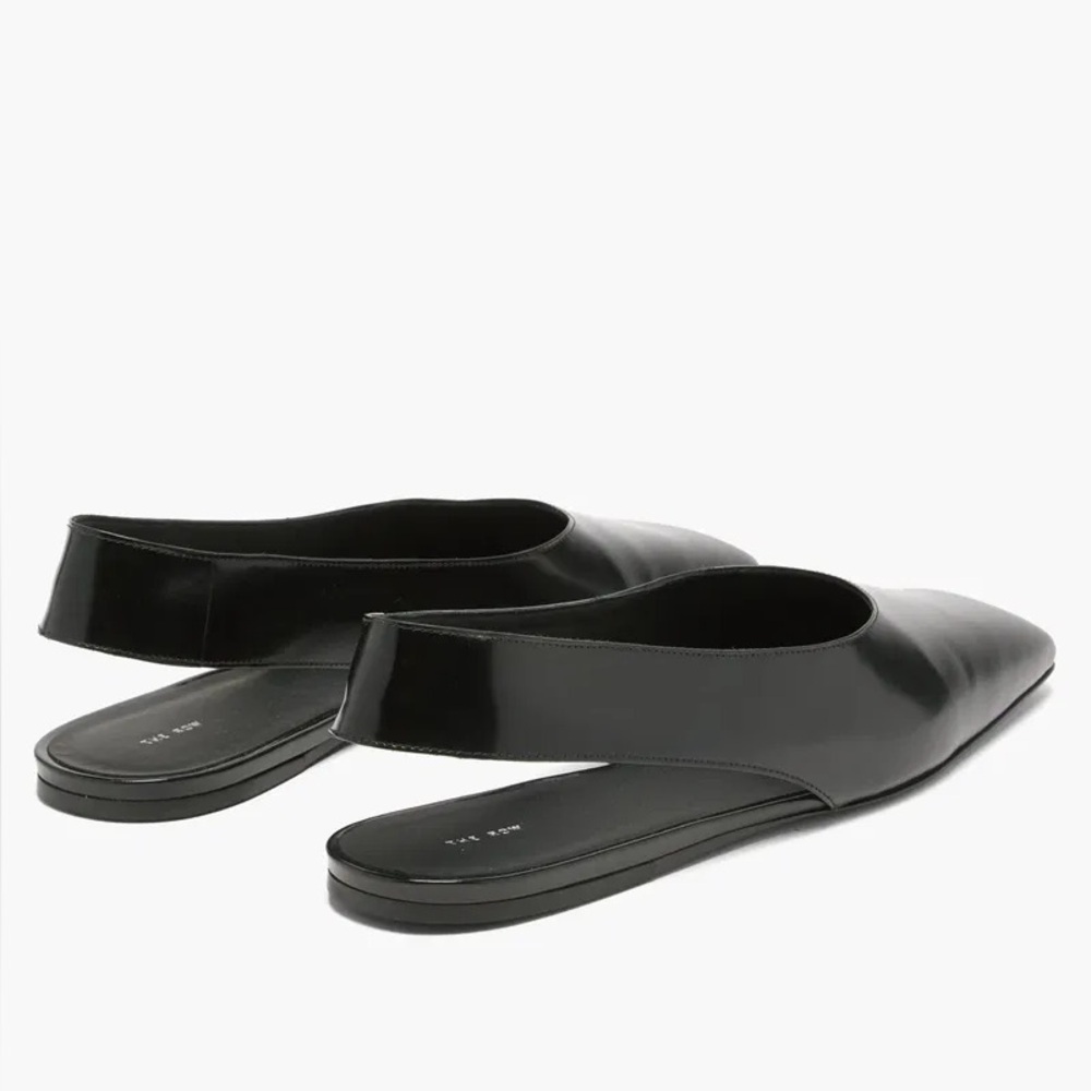 The Row Sharp Flat Sandals in Black size 8.5 / IT 39